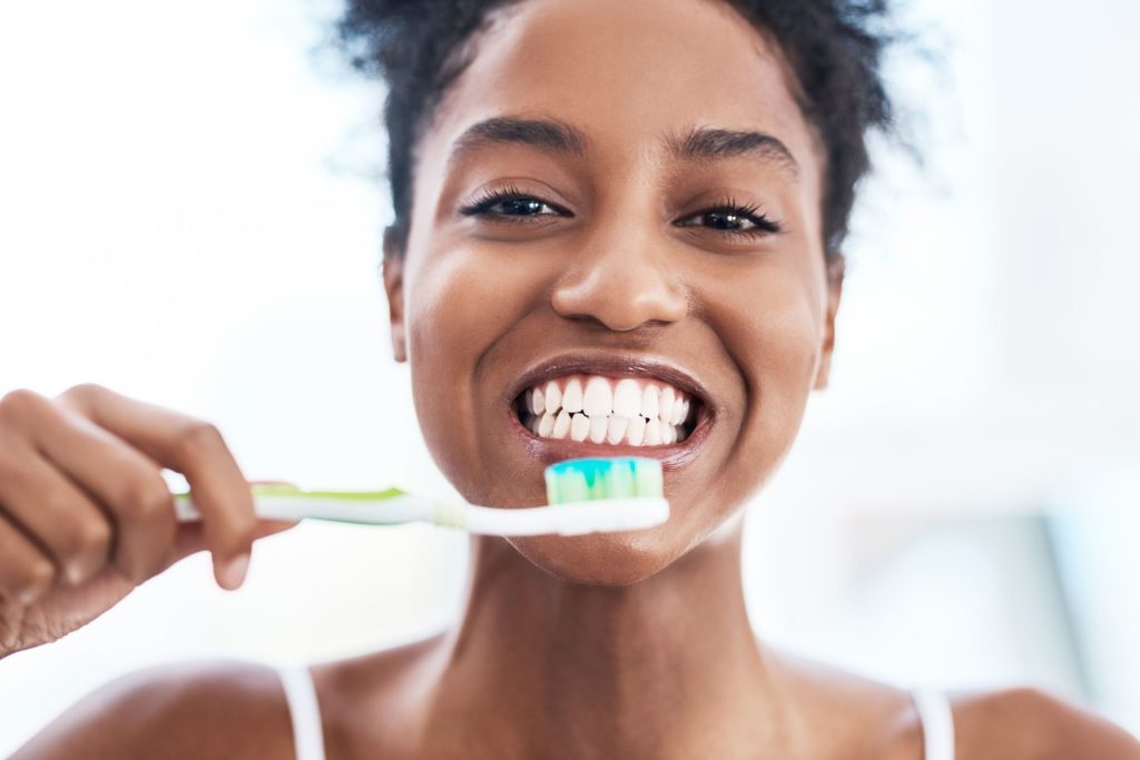 white teeth with oral hygiene